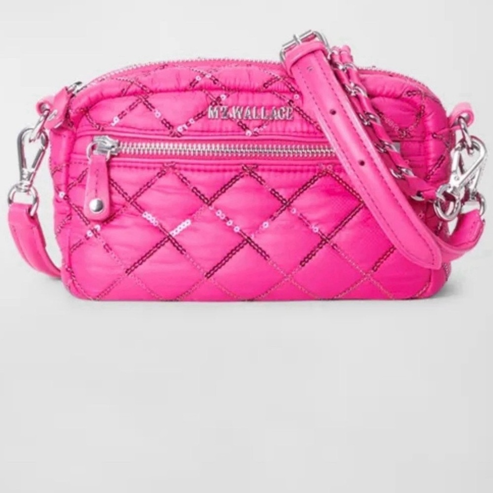 Mz Wallace Crosby Quilted Sequin Crossbody Convertible Shoulder Bag